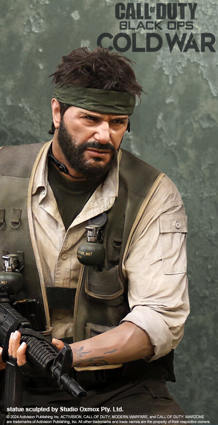 Call of Duty Frank Woods , life size statue sculpted by Studio Oxmox